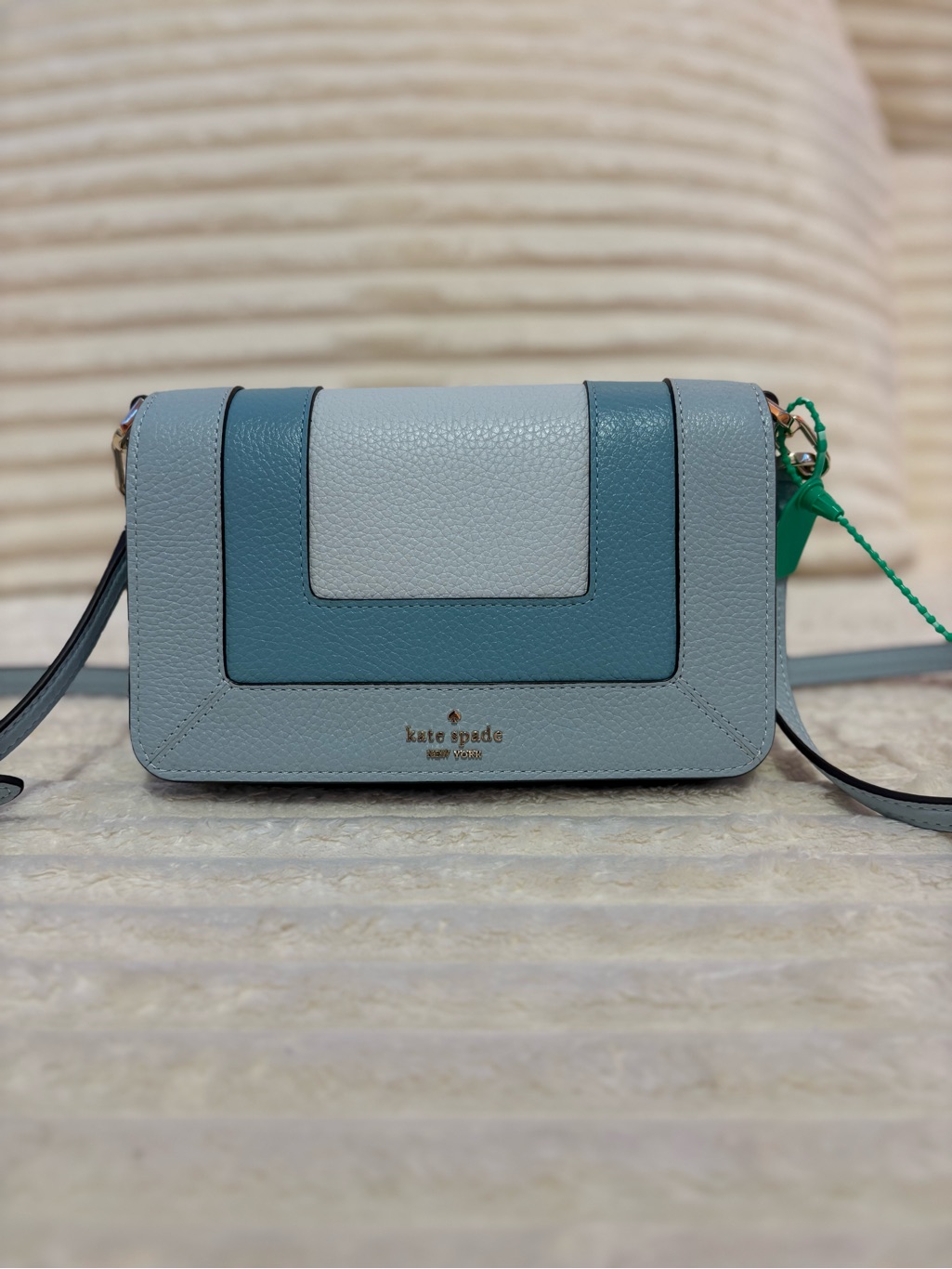 Kate Spade Two-Tone Pale Blue And Teal Leather Crossbody
